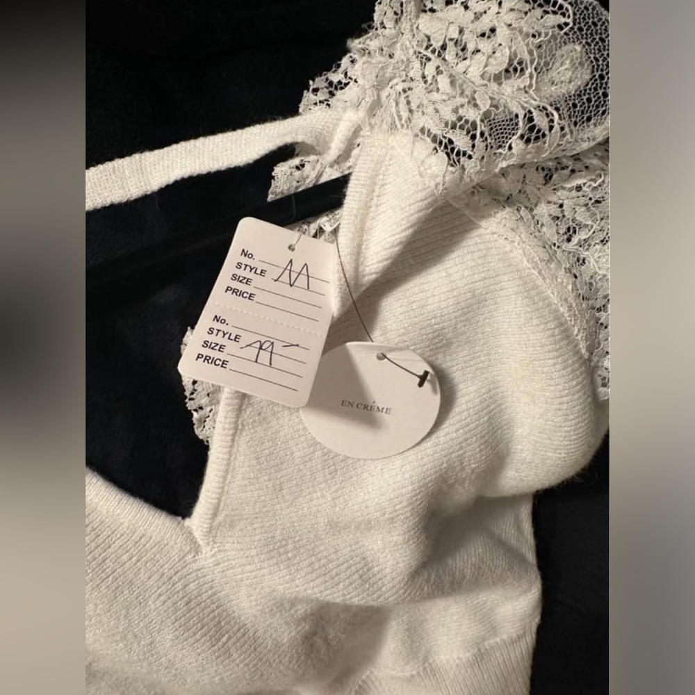 2/$50 White Lace Crop Sweater - Picture 5 of 5